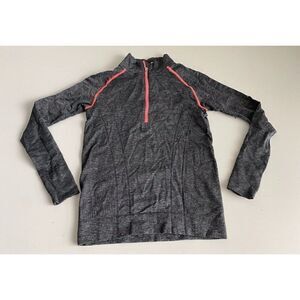 Ivivva By Lululemon Girls Sz 14 Pullover Quarter Zip Gray Pink Thumb Holes
